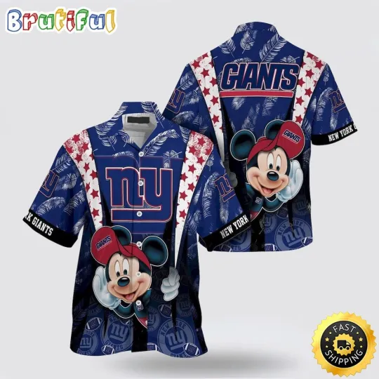 Discover football New York Giants Hawaiian Shirt Mickey Mouse Ball Shirt Full Size