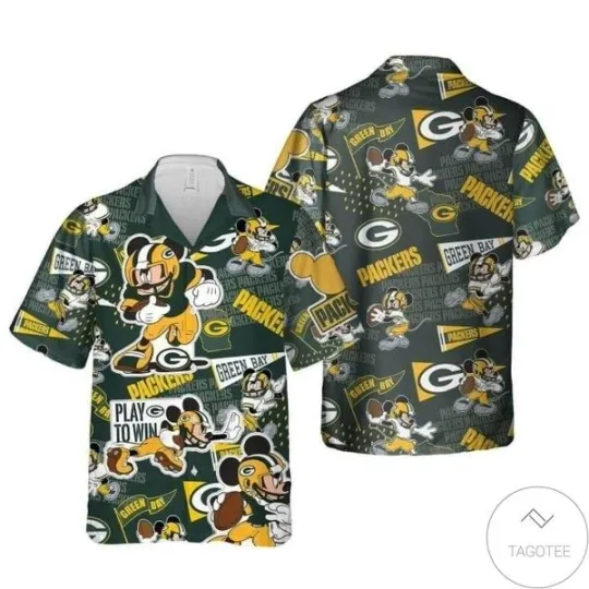 Discover Mickey Mouse Green Bay Packer Play To Win Hawaiian Shirt