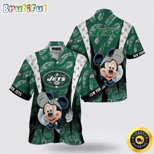 Discover football New York Jets Hawaiian Shirt Mickey Mouse Ball Shirt Full Size