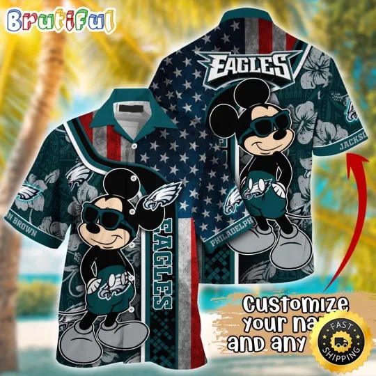 Discover Customized football Philadelphia Eagles Hawaiian Shirt Mickey Mouse Tropical Shirt