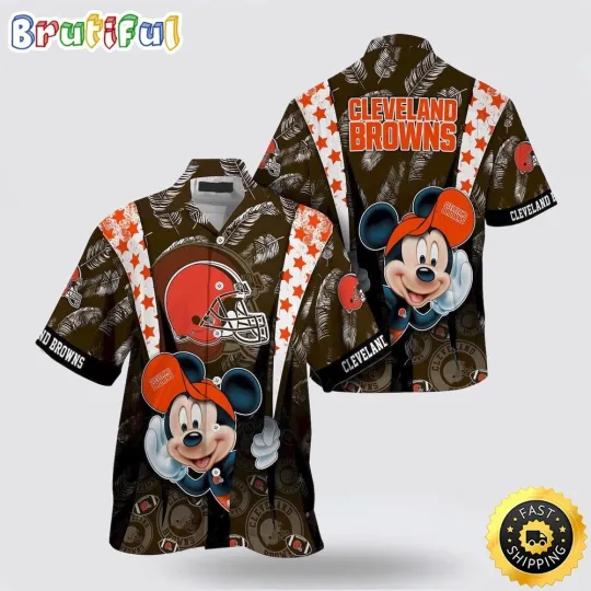 Discover football Cleveland Browns Hawaiian Shirt Mickey Mouse Ball Shirt Full Size