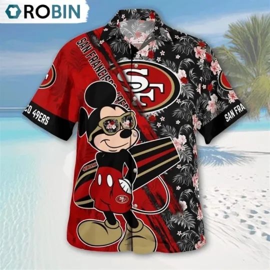 Discover San Francisco 49ers Mickey Mouse Floral Short Sleeve Hawaiian Shirt