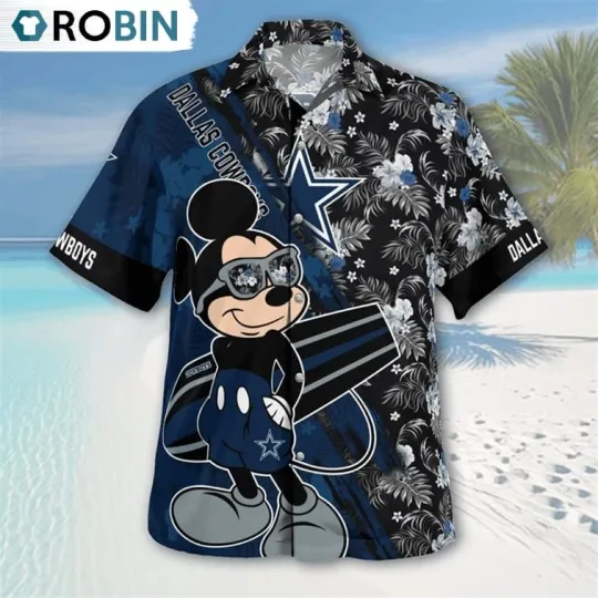 Discover Dallas Cowboys Mickey Mouse Floral Short Sleeve Hawaiian Shirt