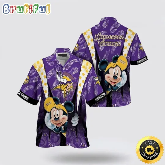 Discover football Minnesota Vikings Hawaiian Shirt Mickey Mouse Ball Shirt Full Size