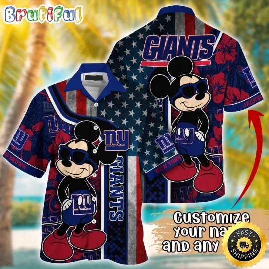 Discover Customized football New York Giants Hawaiian Shirt Mickey Mouse Tropical Shirt