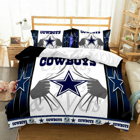Dallas Cowboys Football Team In My Heart Helmet 3Pcs Bedding Set Duvet Cover And Pillow Cases Gift For Fan