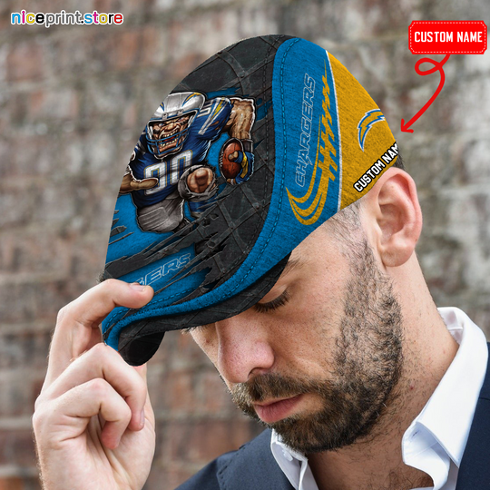 Personalized Los Angeles Chargers football Flat Cap, football Jeff Cap, football Golf Cap