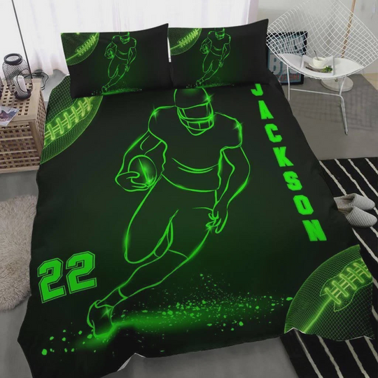 Discover Personalized American Football Ggreen Light Duvet Cover Bedroom Sets Comfortable Bedding Sets