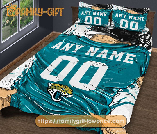 Discover Personalised Football Gift Cute Bed Sets Jacksonville Jaguars Jersey Football Bedding Set For Fan Personalized Gifts For Family
