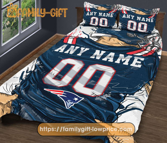 Personalised Football Gift Cute Bed Sets New England Patriots Jersey Football Bedding Set