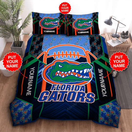Discover Personalized Florida Gators Logo Football All Over Print 3D Bedding Set Black Blue