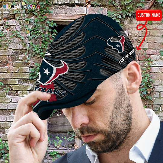 Discover Personalized Houston Texans football Flat cap, football Jeff Cap, football Driving Cap, football Golf