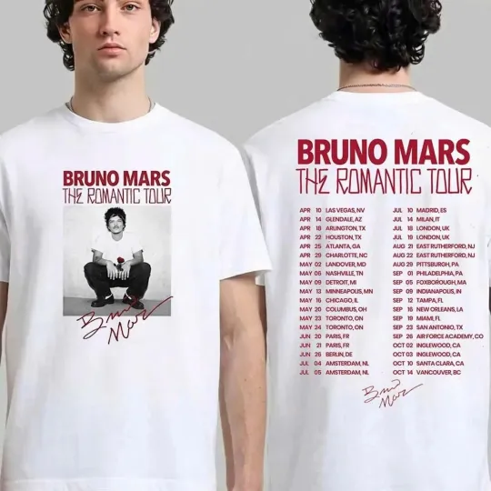 Discover Bruno The Romantic Tour 2026 New Trendy Graphic Custom Two Sides Shirt