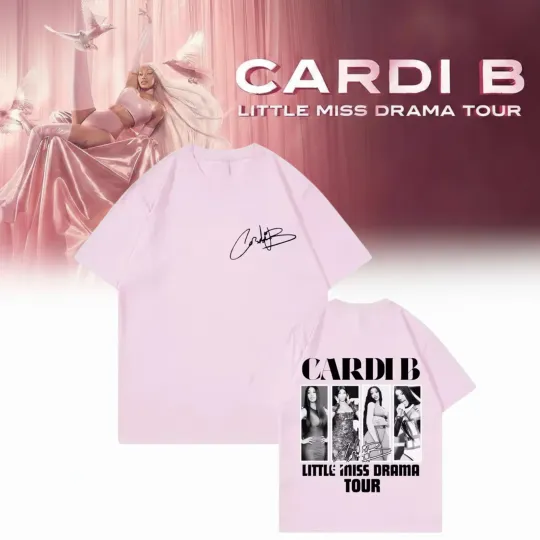 Discover Cardi B Little Miss Drama Tour 2026 Graphic T Shirt Fashion HipHop Vintage Short