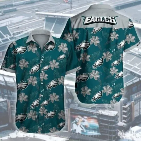Discover Philadelphia Football Hawaiian Shirt Hibiscus Pattern Gift For football Fans
