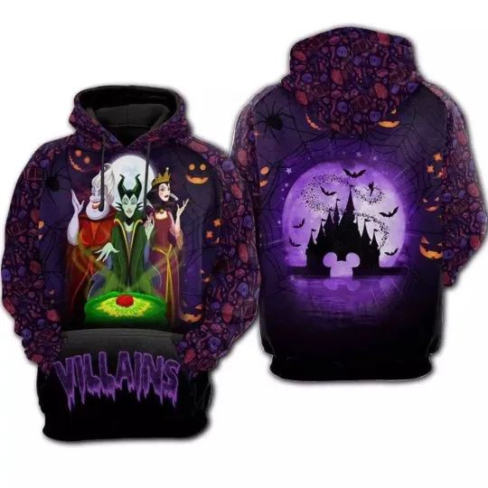 Villains Friends Ursula Maleficent Evil Queen Halloween 3D Hoodie