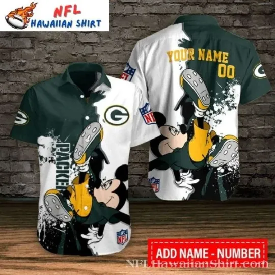 Discover Mickey Green Bay Football Hawaiian Shirt – Personalized Cartoon Design Size S-5XL