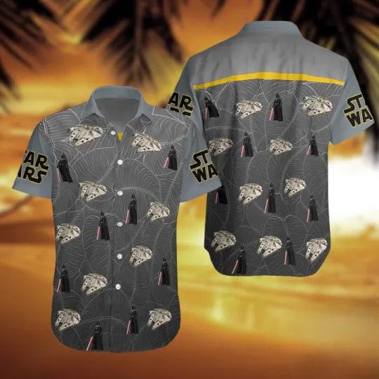 Discover Disney Star Wars Darth Vader Symbols Gray Hawaiian Shirt