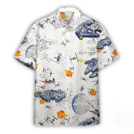 Discover Disney Star Wars Unlimited Power Spaceship Battle White Hawaiian Shirt