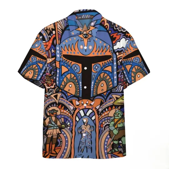 Disney Star Wars Boba Fett Brocade Pattern Hawaiian Shirt