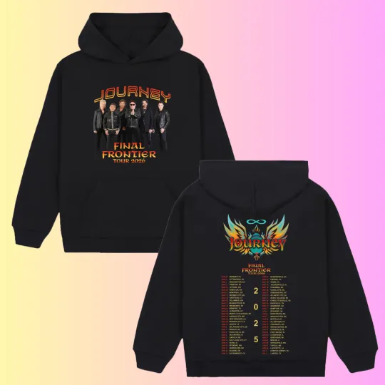Discover Journey Band Final Frontier Tour 2026 Hoodie - Vintage Rock Concert Double Sided Hoodie