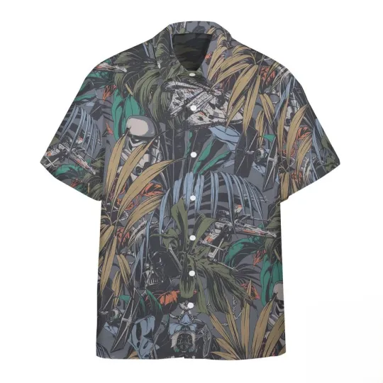 Discover Disney Star Wars Hidden Characters Tropical Leaves Hawaiian Shirt