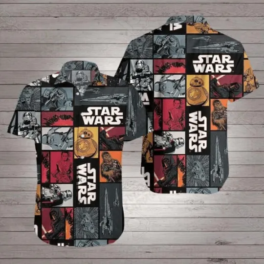 Discover Stormtrooper Bb8 Darth Vader Pattern Grey Hawaiian Shirt