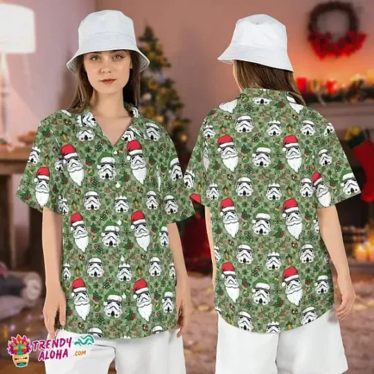 Discover Stormtrooper Reindeer Santa Star Wars Xmas Hawaiian Shirt