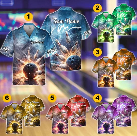 Discover Personalized Cracked Pin Bowling Hawaiian Shirt Bowling Team Shirt Hawaiian Bowling For Kid Bowling Shirt Bowling Player Bowlers Gift