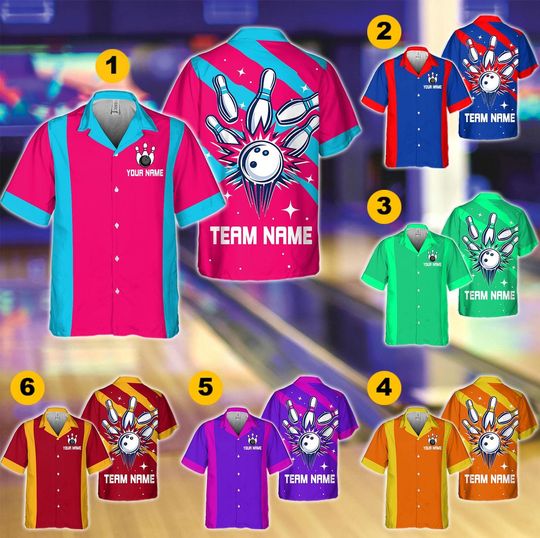 Discover Personalized Vintage Bowling Hawaiian Shirt for Men Women Kid Youth, Custom Name Bowling Shirt, Retro Bowling Shirt, Bowling Party Shirt