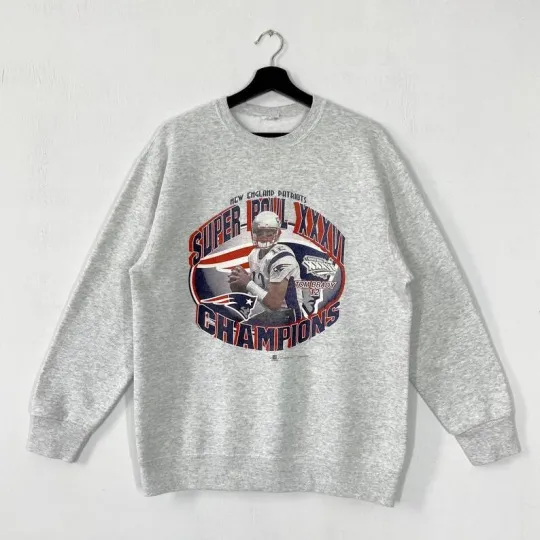 New England Patriots Sweatshirt Football Crewneck Ash