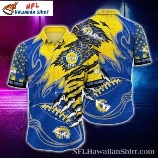 Discover Electric Play LA Football Hawaiian Shirt – Vivid Yellow Blue Wave Size S-5XL