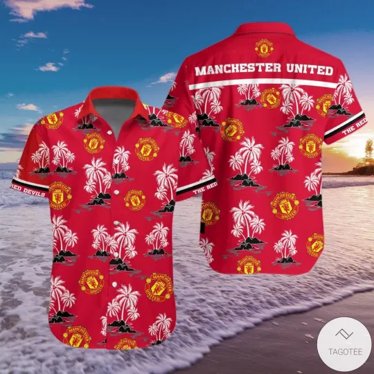 Discover Old Trafford Style Summer Hawaiian Shirt with English Football Club Pattern