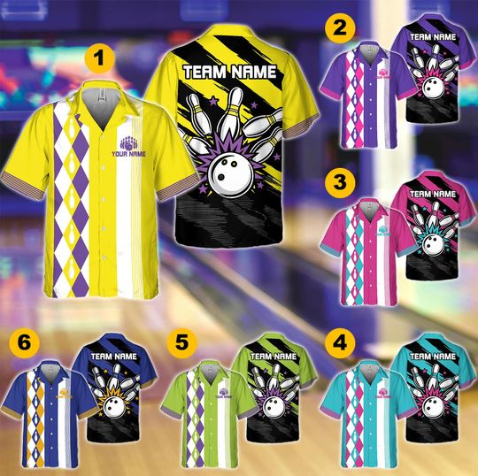 Discover Personalized Retro Bowling Hawaiian Pocket Shirt for Men Women, Custom Name Bowling Shirt, Bowling Pocket Shirt, Vintage Bowling Team Name