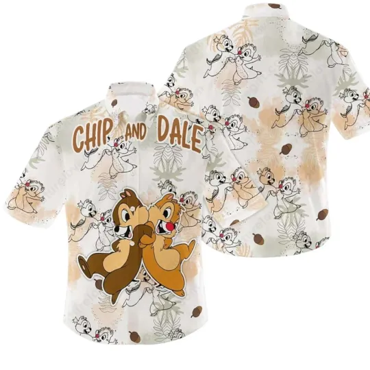 Discover Disney Chip And Dale Dancing Aloha Pattern Hawaiian Shirt