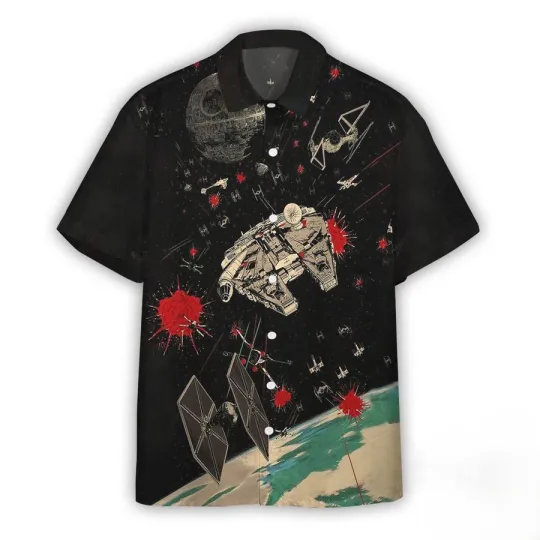 Discover Disney Star Wars Spaceships Battle Black Hawaiian Shirt