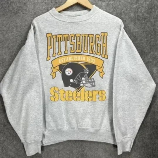 Discover Pittsburgh Football Sweatshirt Retro 90s Football Shirt Ash Color