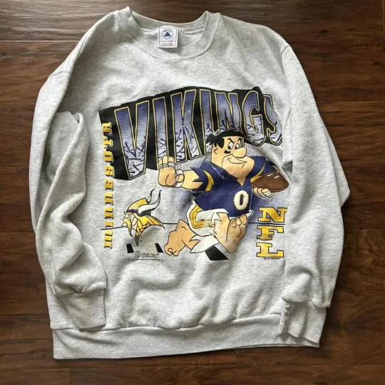 Minnesota Vikings Flintstones Unisex Football Crewneck Sweatshirt