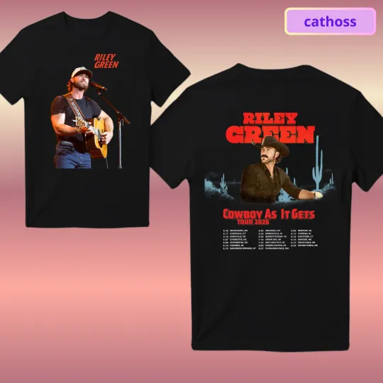 Discover Riley Green Cowboy as It Gets Tour 2026 Country Music T-Shirt