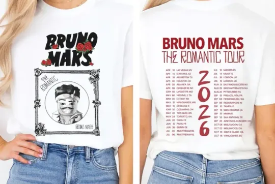 Discover Bruno Mars Romantic Tour 2026 Rose t Shirt music Bruno Mars shirt