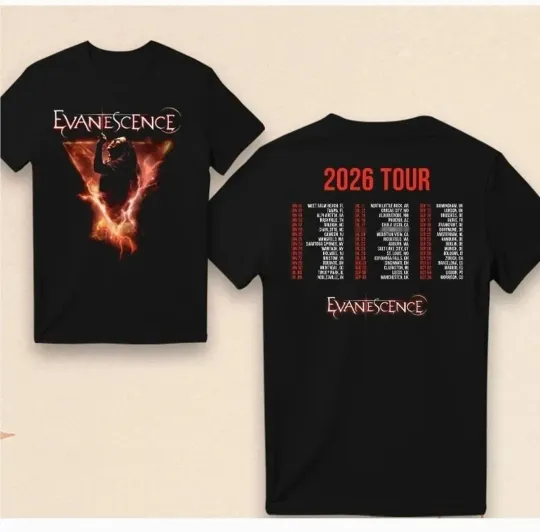 Evanescence 2026 Tour Black Cotton T Shirt