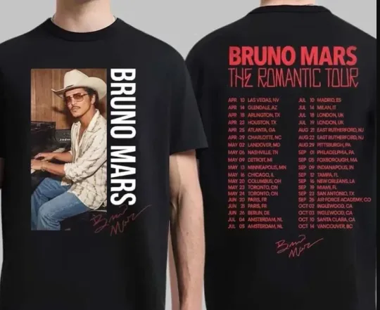 Discover Bruno Mars The Romantic Tour 2026 T-Shirt, Concert Tour 2026 shirt hot