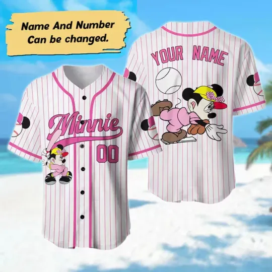 Discover Personalized Minnie Mouse 3D BASEBALL JERSEY SHIRT MOTHER DAY GIFT BEST PRICE