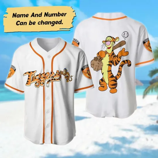 Discover Custom Name Tigger Cartoon 3D BASEBALL JERSEY SHIRT US Size All Over Print