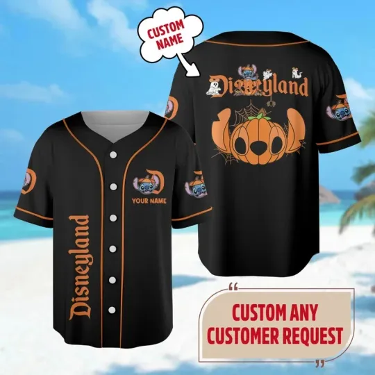 Discover Personalized Stitch Halloween 3D BASEBALL JERSEY SHIRT MOTHER DAY GIFT US SIZE