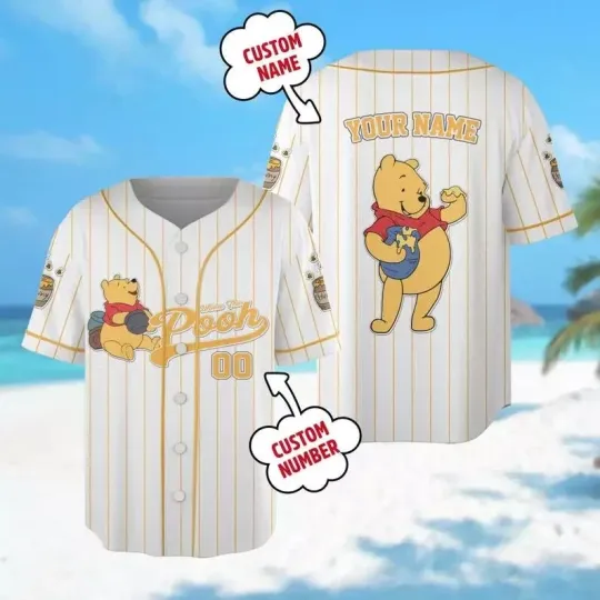 Discover Personalized Pooh Bear Hunny Jar Winnie The Pooh 3D BASEBALL JERSEY SHIRT