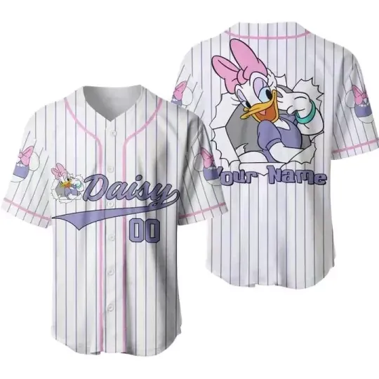 Personalized Adorable Daisy Duck Cracking Pattern 3D Baseball Jersey Shirt