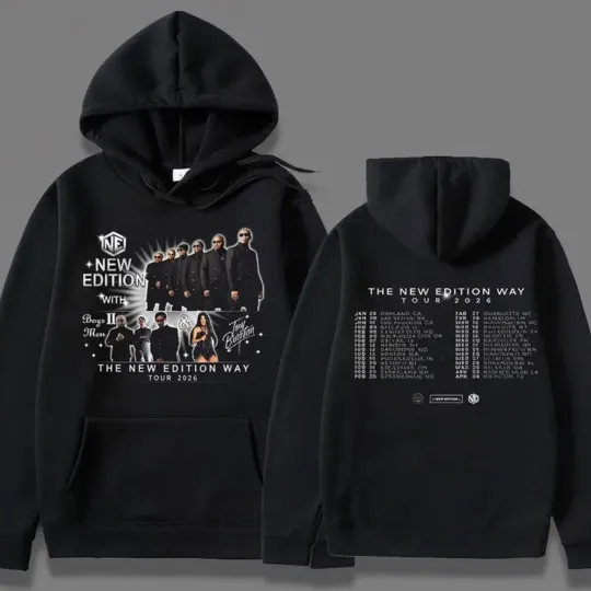 The New Edition Way Tour 2026 Unisex Double Sided Hoodie Black