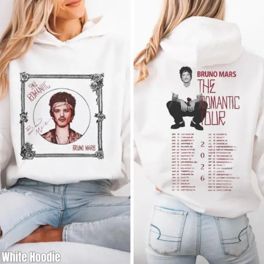 Discover Bruno Mars the Romantic Tour 2026 Shirt Concert Merch Vintage Music Hoodie
