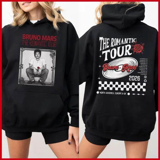 Discover NEW - Bruno Mars The Romantic Tour Hoodie 2026, Tour Dates In the Back for fans